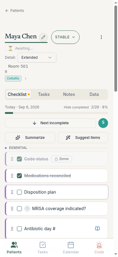 xRounds checklist with Essential items